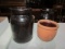 FOUR PCS OF EARLY RED CLAY POTTERY 2 ARE GLAZED APPROX 6 INCH TALL