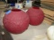 2 VICTORIAN STYLE RED GLASS GLOBES FOR OIL LAMPS APPROX 9 INCH TALL X 8 INC