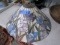 LARGE STAIN GLASS LAMP SHADE APPROX 24 INCH ACROSS FLORAL DESIGN