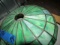 GREEN AND WHITE STAINED GLASS LAMP SHADE APPROX 17 INCH ACROSS