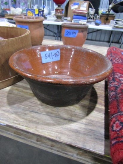 EARLY CIRCA 1900S RED CLAY BOWL 4 INCH TALL X 10 INCH ACROSS