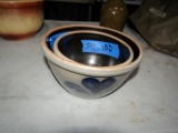 PAIR OF ROWE POTTERY WORKS SALT GLAZE BOWLS 7 AND 9 INCH 1991