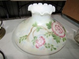 HAND PAINTED MILK GLASS LIGHT SHADE APPROX 11 INCH ACROSS