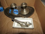 PAIR OF WEIGHTED STERLING SILVER CANDLE HOLDERS TOTAL WEIGHT 12.36 TROY OZ