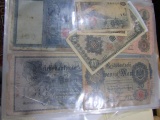 ALBUM FULL OF FOREIGN CURRENCY STAMPS POST CARDS  VINTAGE POST CARDS BLACK