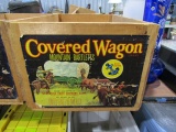 WOODEN CRATE WITH COVERED WAGON