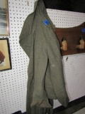 EARLY WWII WOOL NAVY OVER COAT WITH INSIGNIAS ON SHOULDERS