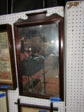 WALL HUNG MIRROR IN MAHOGANY FRAME 28 INCH X 16 INCH