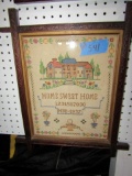 EARLY NEEDLE POINT SAMPLER HOME SWEET HOME DATED 1932