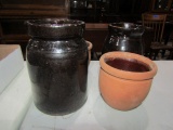 FOUR PCS OF EARLY RED CLAY POTTERY 2 ARE GLAZED APPROX 6 INCH TALL