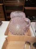 BOX WITH HOBNAIL PITCHER INK WELL AND MORE