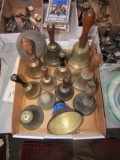 COLLECTION OF DOZEN ANTIQUE SCHOOL BELLS