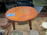 FOOT STOOL WITH LEATHER TOP INITIALS MC