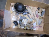 COLLECTION OF EARLY ARROW HEADS POTTERY CHIPS AND BEACH GLASS