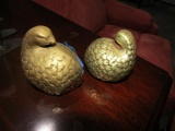 PAIR OF BRASS QUAIL