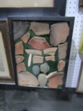 FRAMED UNDER GLASS COLLECTION OF POTTERY ARTIFACTS AND STONE TOOLS