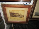 EARLY PHOTOGRAPH OF STEAM ENGINE 89 FRAMED ANTIQUE OAK FRAME 17 X 14