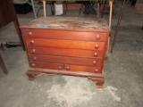 ANTIQUE SILVER CHEST WITH 6 DRAWERS SOME DAMAGE TO FEET