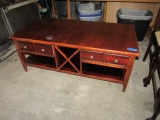 MAHOGANY COFFEE TABLE WITH 4 DRAWERS AND EXTRA STORAGE