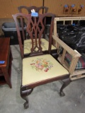 ANTIQUE SIDE CHAIRS BALL AND CLAW FEET NEEDLE POINT SEATS