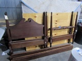 SET OF MAHOGANY TWIN BEDS CARVED HEAD AND FOOT BOARDS