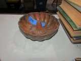 EARLY REDWARE GLAZE BUNDT CAKE MOLD 8 INCH ACROSS