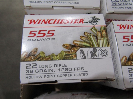 6 BOXES 550 RDS PER BOX WINCHESTER 22 LR 36 GR HOLLOW POINT COPPER PLATED