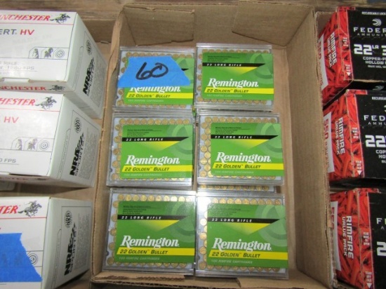 12 BOXES REMINGTON 22 LR GOLDEN BULLETS 1200 RDS TOTAL