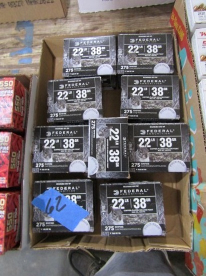 9 BOXES FEDERAL 22 LR 275 RDS PER BOX COPPER PLATED HOLLOW PTS