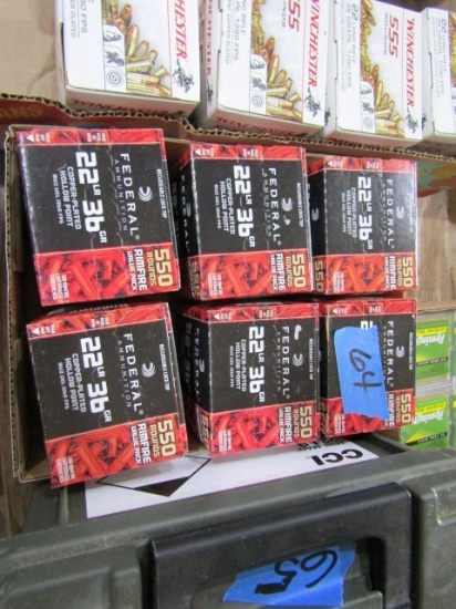 6 BOXES FEDERAL 22 LR COPPER PLATED HOLLOW PTS 550 RDS PER BOX