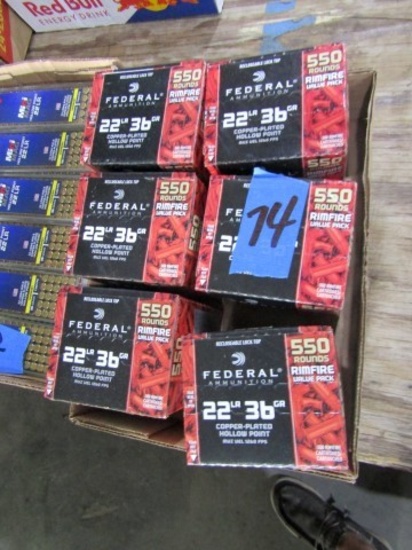 6 BOXES FEDERAL 22 LR COPPER PLATED HOLLOW PTS 550 RDS PER BOX