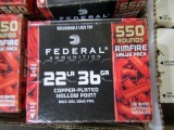 6 BOXES FEDERAL 22 LR COPPER PLATED HOLLOW PTS 550 RDS PER BOX
