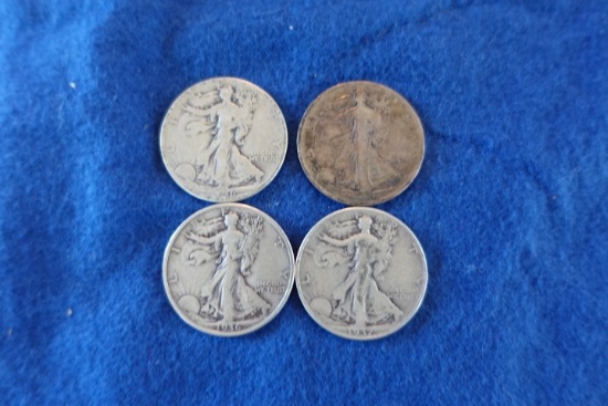 4 LIBERTY  WALKING 1/2 DOLLARS  3-1936 1-1937