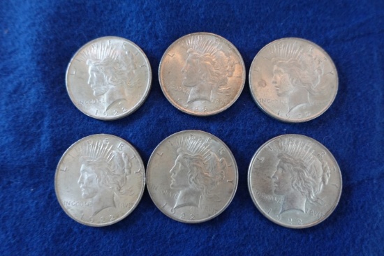 6 1922 PEACE DOLLARS