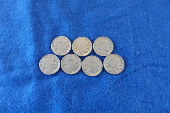 7 INDIAN HEAD NICKELS 1-1927 1-1935 3-1936 1-1937 1-UNK