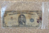 1 5 DOLLAR RED NOTE SERIES 1953 STAINED POOR CONDITION