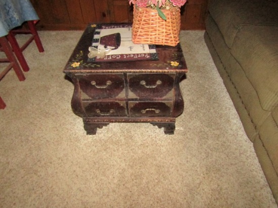 EIGHT DRAWER HAND PAINTED CHEST WITH FLORAL DESIGN FULL OF TEDDY BEARS BEAN