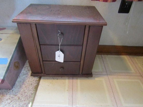 3 DRAWER SEWING CABINET WITH CONTENTS OF SEWING MATERIALS 15 X 14 X 10 INCH