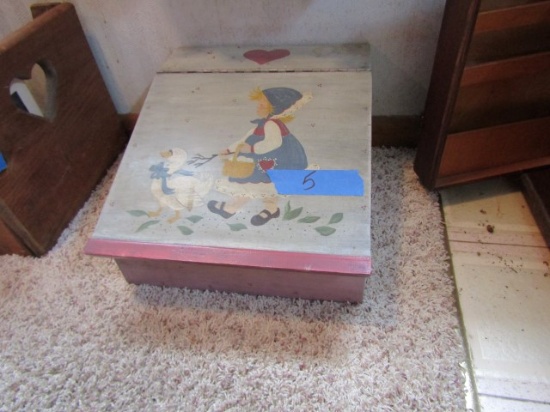 HAND PAINTED LAMP DESK WITH FARM GIRL AND GOOSE