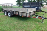 #4102 2005 RAMP GATE TRAILER TANDEM AXLE DECK 6' X 14' WOODEN FLOOR 6X4 MET