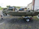 #3002 1999  LOWE 12' ALUM BOAT 9.9 JOHNSON 30 LB THRUST TROLLING MOTOR AND