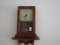 NEW ENGLAND MANTLE CLOCK IN PINE CASE WITH PINE SHELF