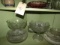 BOTTOM OF CUPBOARD INCLUDING PRESSED GLASS PITCHERS CANDLE HOLDERS SERVING