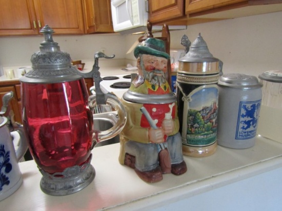 COLLECTION OF BEER STEINS AND MUGS