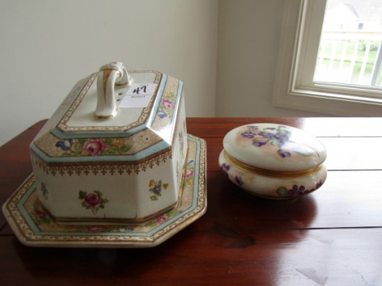 CHEESE KEEPER BY LOSOL WARE COMPANY CIRCA 1890S AND A MADE IN FRANCE COVERE
