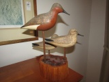 CARVING OF 3 SHOREBIRDS REDKNOT AND SANDPIPERS BY JOHN R HOLLOWAY 1981 MOUN