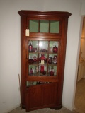 ANTIQUE EASTERN SHORE STYLE CORNER CUPBOARD WITH 12 PANES AND SINGLE DRAWER
