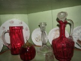 CONTENTS OF CUPBOARD INCLUDING HONEY POT BARBER BOTTLE CHINA ETC APPROX 20