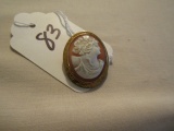 ANTIQUE CAMEO PIN WITH GOLD FRAME NO MARKS