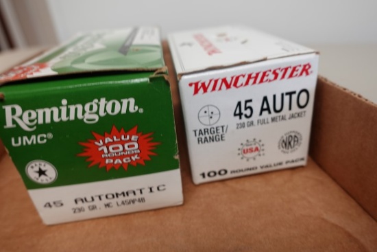 100 RDS REMINGTON 45 AUTO 230 GR AND 100 RDS 45 AUTO WINCHESTER FULL METAL